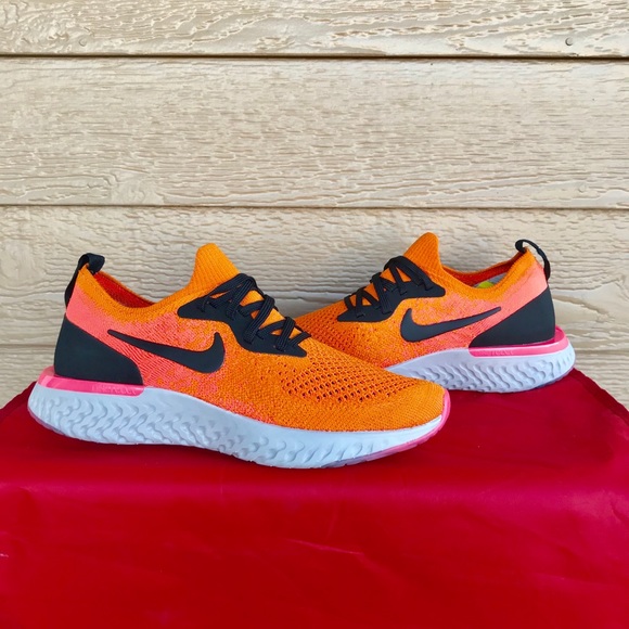 nike epic react flyknit black orange